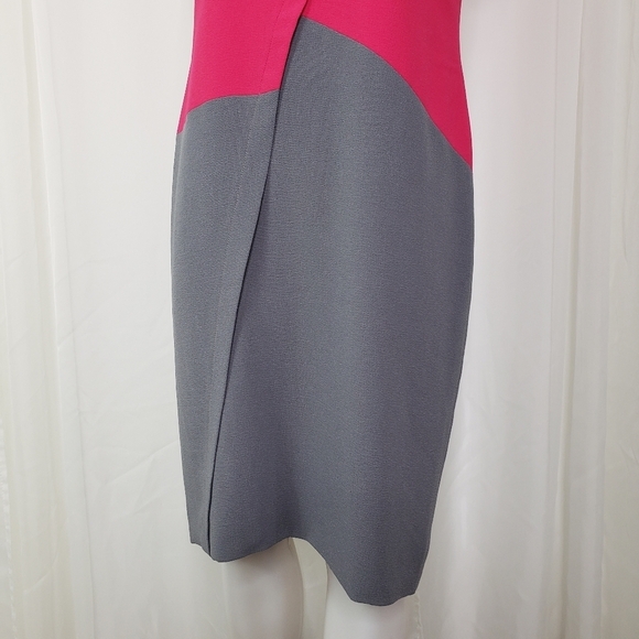 Eliane Stoleru Israel unique pink gray sheath dress colorblock step sleeves 10 - Picture 3 of 9